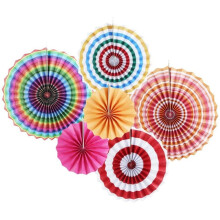 Éventails en papier festifs à suspendre, lot de 6, rayures et couleurs vives, installation facile et réutilisables, parfaits pour les mariages,