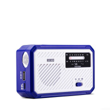 Hand Crank Radio Solar Powered AM/FM LED Flashlight SOS Alarm Compact 14x8x4 Cm ABS Blue Outdoor Survival