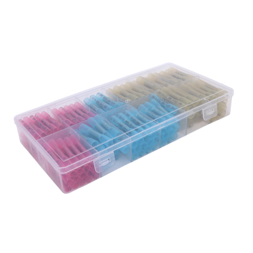 180Pcs Heat Shrink Nylon Butt Connectors 22-16 Awg 16-14 Awg 12-10 Awg Red/Blue/Yellow 9491364291851