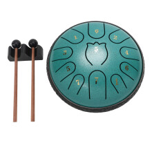 6-Zoll-Stahl-Zungen-Drum, 11 Töne, Grün, tragbar, Chakra-Meditationsmusik