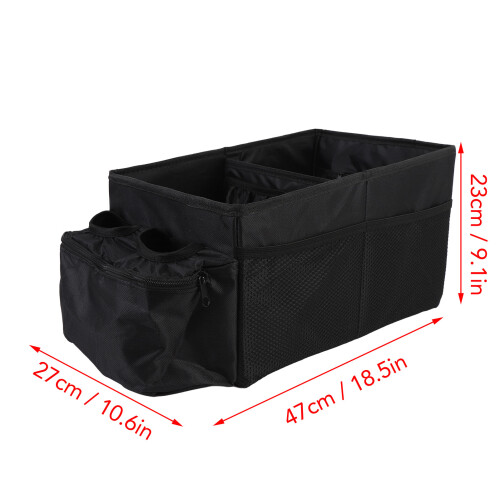 29L Waterproof Small Trunk Organizer with Double Cup Holders, Collapsible, Black 1