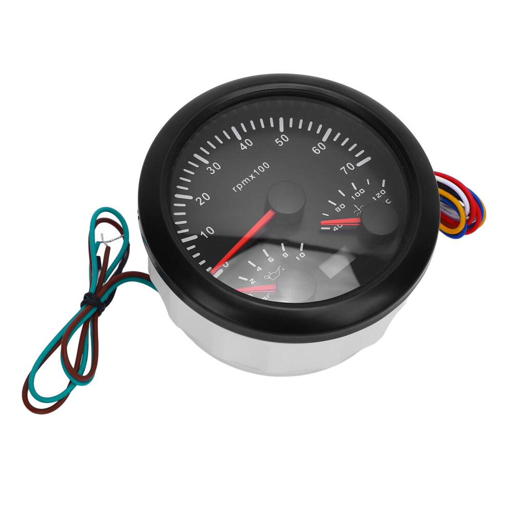 3 In 1 85Mm Dc Tachometer Oil Pressure Water Temp Backlight For Truck Car Black 5061364293670