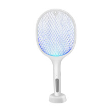 Elektrischer 2-in-1-Insektenvernichter, wiederaufladbare Mückenklatsche mit Sicherheitsnetz und UV-Licht-Anlockfunktion für eine sichere und