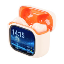 Sprachübersetzer-Ohrhörer mit Touchscreen-Case, 140 Sprachen, Bluetooth 5.4, Geräuschunterdrückung, Beige