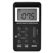 Portable FM Radio With Earphones Digital Display Rechargeable Battery For Travel