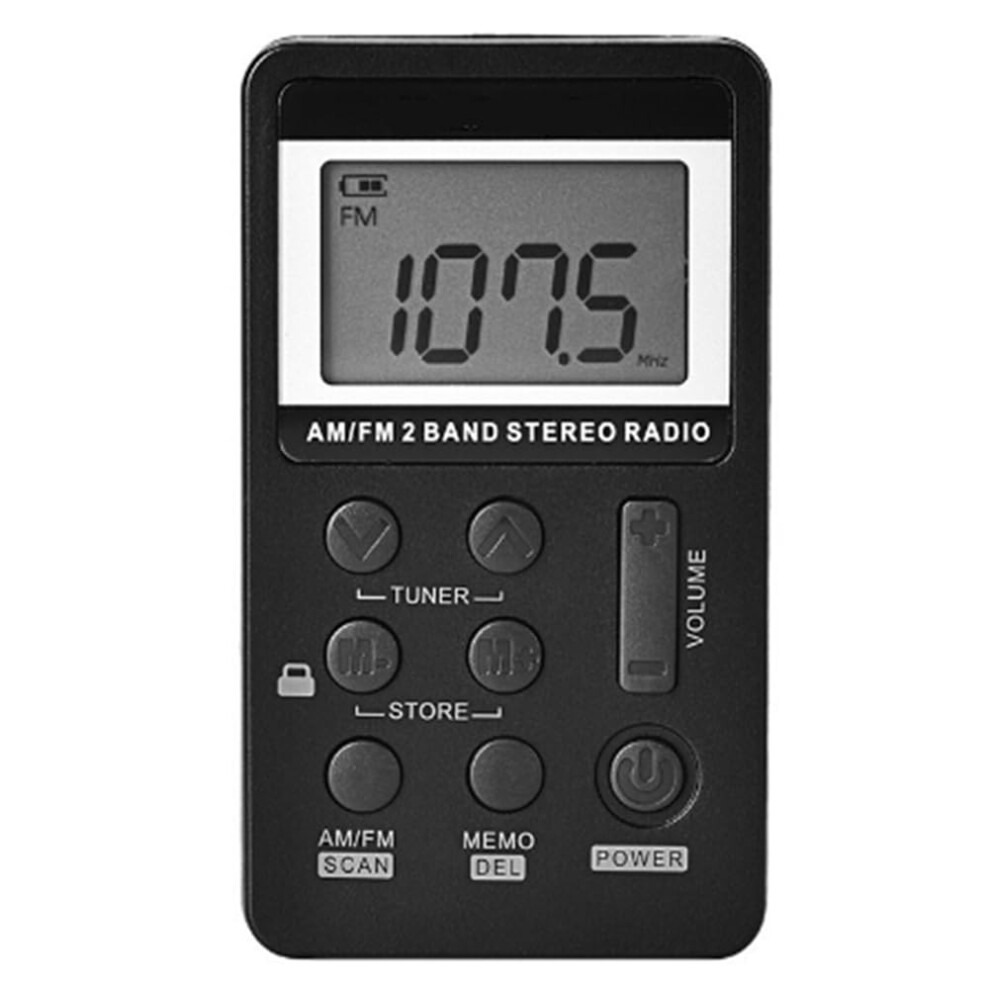 Portable Fm Radio With Earphones Digital Display Rechargeable Battery For Travel 9323874228143