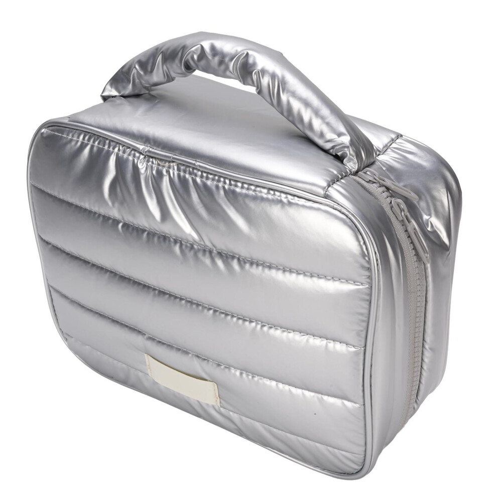 Large Rainproof Makeup Bag 24.5x19x9cm, 4.2L Portable Organizer Silver
