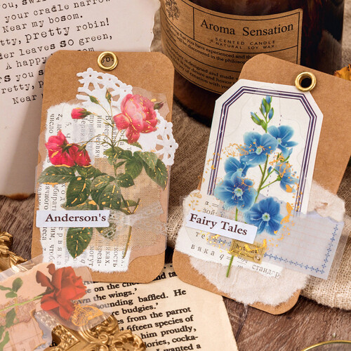 180 τεμάχια αυτοκόλλητα scrapbooking λουλουδιών, διακοσμητικά αυτοκόλλητα φυτών Vintage 1