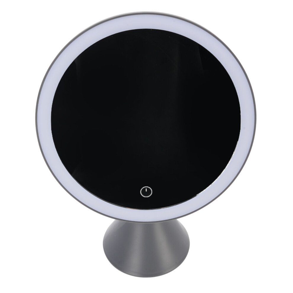 Gray 23Cm Cordless Led Makeup Mirror, 3 Color Temperatures, Stepless Dimming,