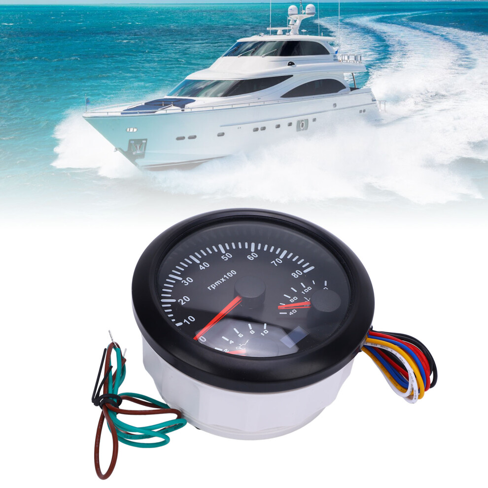 85Mm 3 In 1 Tachometer Water Temp Oil Pressure Backlight For Car Truck Boat Black 8331364293626