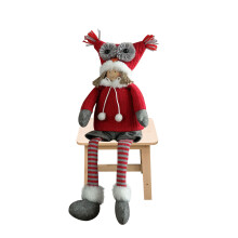 Hibou tricoté à longues jambes pour poupée de noël, elfe-mâle
