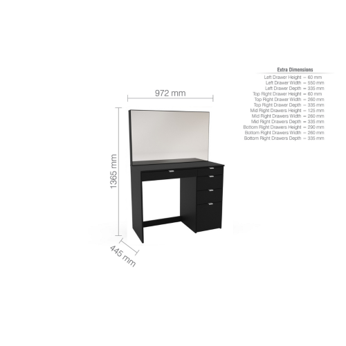 Birlea Black Dressing Table with Mirror Birlea Ava 5 Drawer Vanity Desk Make Up 2