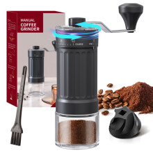 (Variant) Manual Coffee Grinder Set with Brush, Ceramic Mill Head, Evenly Ground and Adjustable Coarseness, Stainless Steel