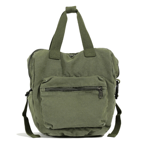 Trendy Canvas Backpack For Women School Bag Shoulder Pack-Green