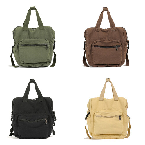 Trendy Canvas Backpack For Women School Bag Shoulder Pack-Green 2