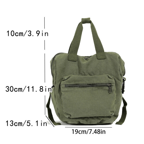 Trendy Canvas Backpack For Women School Bag Shoulder Pack-Green 1