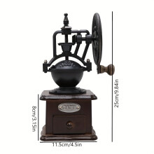 (Black) [Vintage Coffee Grinder] Durable Stainless Steel Manual Coffee Grinder | Antique Cast Iron Handle, Adjustable Grind