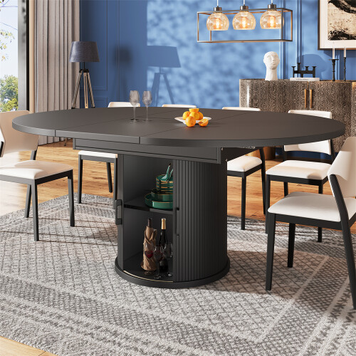 Extendable Round to Oval Dining Table, 118-158 cm 2