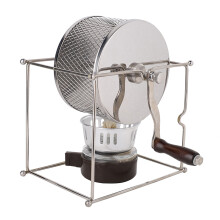 Torrefador de café manual em aço inoxidável de qualidade alimentar com queimador a gás para grãos de café, aquecimento uniforme e capacidade de