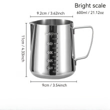 (21.12 OZ) 1pc Stainless Steel Espresso Pitcher with Measurement Markings - Barista-Grade Milk Frothing Pitcher for Latte Art,
