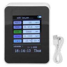 Monitor portátil de qualidade do ar, medição precisa de HCHO e TVOC, sensor de CO2 profissional, detector 5 em 1 para ambientes internos,