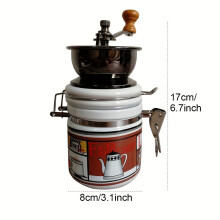 (Flower Color) Ceramic Manual Coffee Grinder - 1pc Hand Shake Bean Grinder with Glass Silos and Roller Decoration