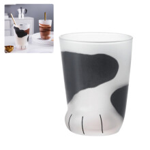 Caneca de vidro com estampa de pata de gato fofa, design atraente, isolamento térmico para café e leite, resistente ao calor.