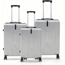 Alivio 3 Piece Hard-Shell Luggage Set with Secure Number Lock, 360 Spinner Wheels Lightweight Travel Trolley Suitcase Set (Silver, Small/Medium/Large)