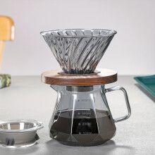 (400ml Set A) Elegant Diamond-Patterned Pour Over Coffee Maker with Reusable Filter - Clear Glass Carafe, Heat-Resistant & Easy to