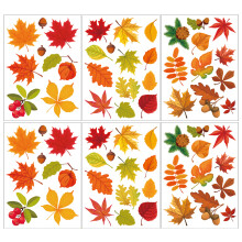 22X30Cm Fall Theme Design Window Clings, High Quality Pvc Double-Side Printed, 12 Sheets Easy Peel Off Thanksgiving Decoration, Suitable For Glass Win