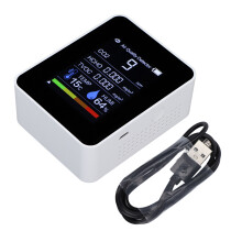 Professionele binnenluchtmonitor, realtime 5-in-1 luchtmeter voor CO2, HCHO, TVOC, temperatuur en luchtvochtigheid.