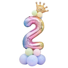Ballons élégants à dégradé arc-en-ciel, décorations de fête d'anniversaire avec de grands ballons couronne non toxiques, réutilisables pour