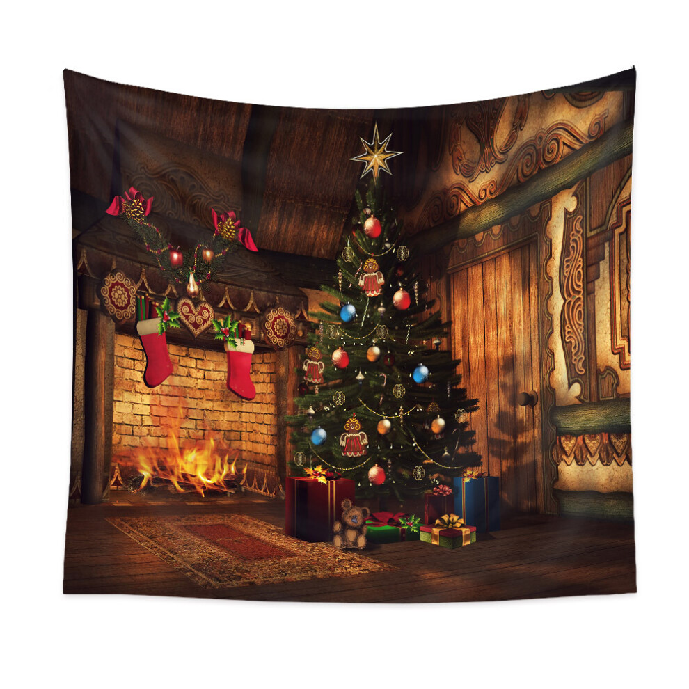 Christmas Art Decor, Photography Backdrop Christmas Tree Brick Fireplace, Durable Eco-Friendly Material For Indoor Outdoor Use, Perfect For Profession 9094122458352
