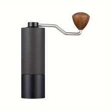 (Black-) 1pc Professional Manual Coffee Bean Grinder - Adjustable Steel Burr, Non-Slip Aluminum Body, Ergonomic Handle, Black &