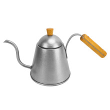 Lichtgewicht koffiepot met smalle opening, filterkoffiepot van roestvrij staal, geschikt voor inductiekookplaten, hittebestendige houten handgreep,
