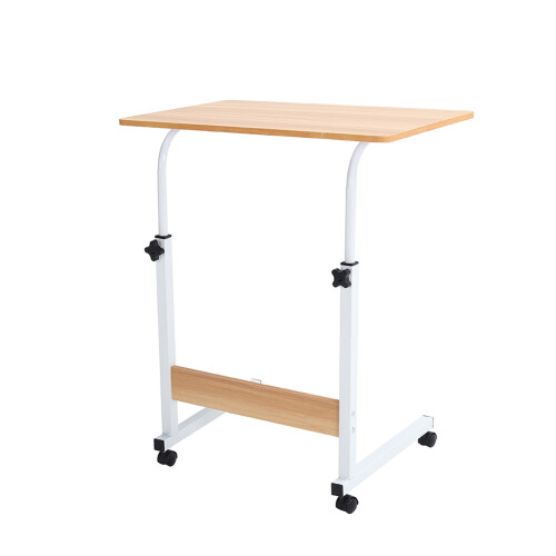 Living And Home Height Adjustable Mobile Table Overbed Desk with Wheels 2