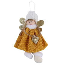 Ange en peluche de noël pour poupée, guirlande d'arbre de-Jaune