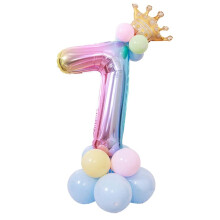Décorations glamour pour une fête d'anniversaire : grands ballons dégradés arc-en-ciel avec couronne de ballons non toxiques, réutilisables