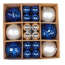 Christmas Bauble Set of 30 Christmas Tree Baubles Box-Blue