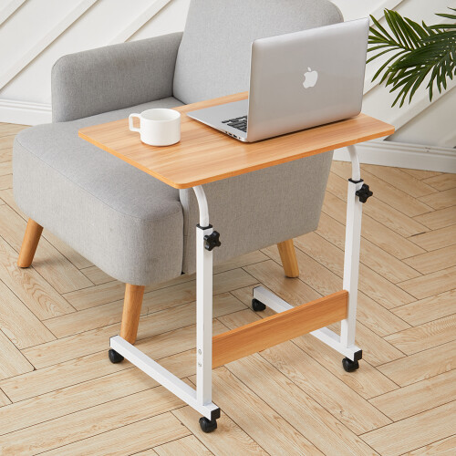 Living And Home Height Adjustable Mobile Table Overbed Desk with Wheels 1