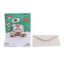 3D for Pop Up Greeting Cards with Envelope Cute Cartoon-Green