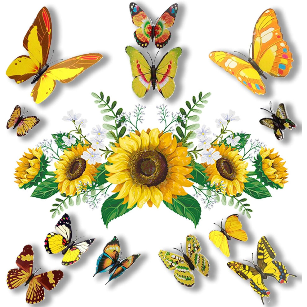 Decorative Butterfly Stickers, Vibrant Removable Non-Toxic Designs, Suitable For Indoor Outdoor Use In Nursery Bedroom Living Room With Precut Yellow