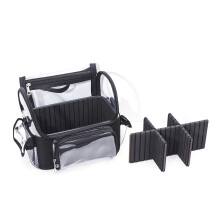 Portable Zipper Toiletry Wash Shoulder Bag Brush Cosmetic-Black