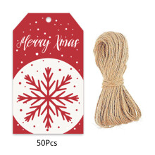 Étiquettes de joyeux noël 50 pièces/paquet et corde de chanvre-d