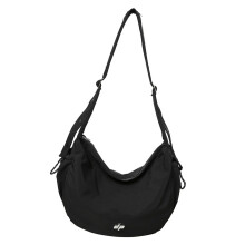 Women Men Nylon Shoulder Bag Student School Bag Casual-Black S