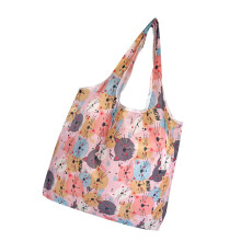 Foldable Grocery Bag Spacious and Portable Large-pink kitten