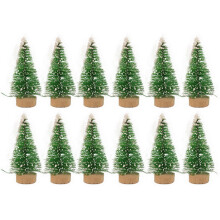 12Pcs Mini Christmas Tree Pine Trees DIY Christmas-Grass green