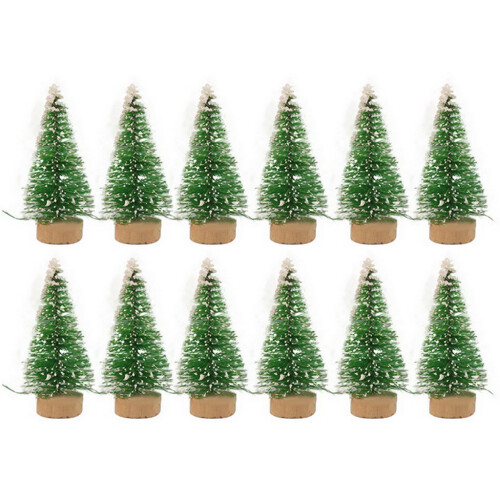 12Pcs Mini Christmas Tree Pine Trees DIY Christmas-Grass green