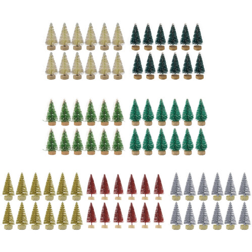 12Pcs Mini Christmas Tree Pine Trees DIY Christmas-Grass green 1