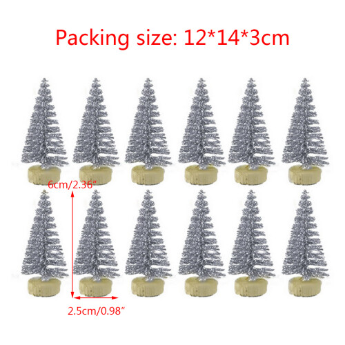 12Pcs Mini Christmas Tree Pine Trees DIY Christmas-Grass green 2